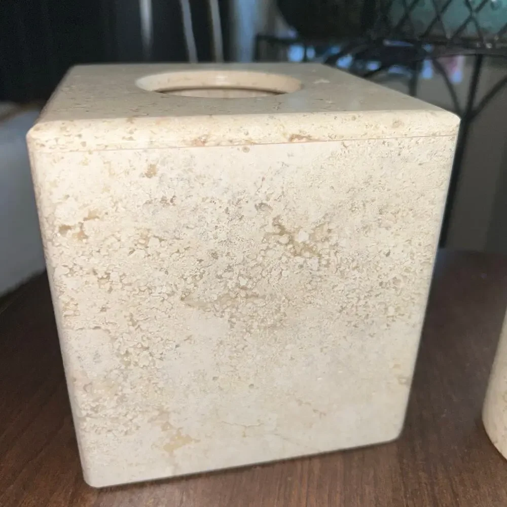 Natural travertine stone bathroom liquid soap dispenser tissue box cover